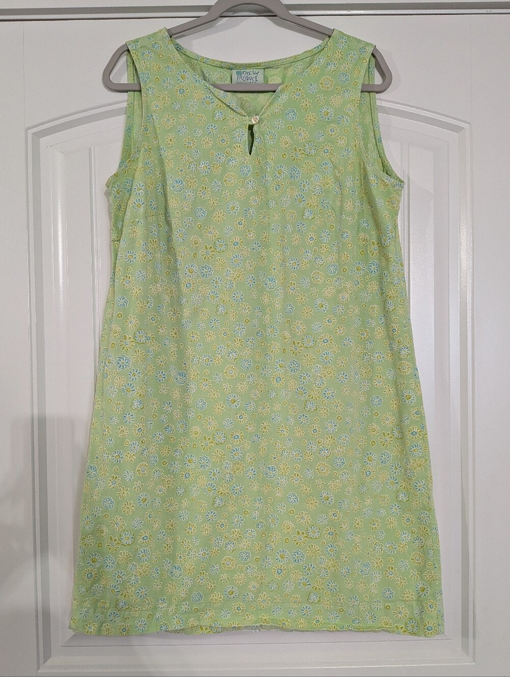 Fresh Produce Vintage Retro Green Ditzy Floral Sleeveless Cotton Mini Dress